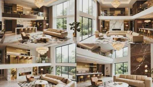 现代风格豪华客厅室内场景高清在线视频素材下载