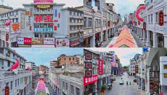 玉林十字街骑楼街景航拍视频素材高清在线视频素材下载