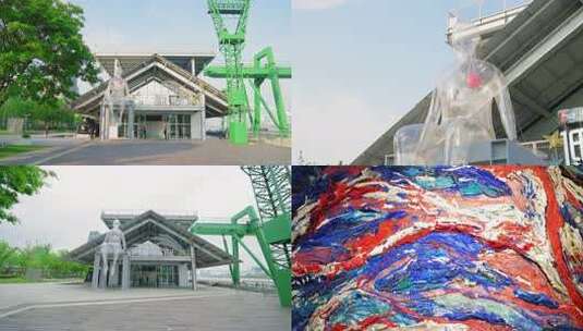 户外透明人形雕塑特写高清在线视频素材下载