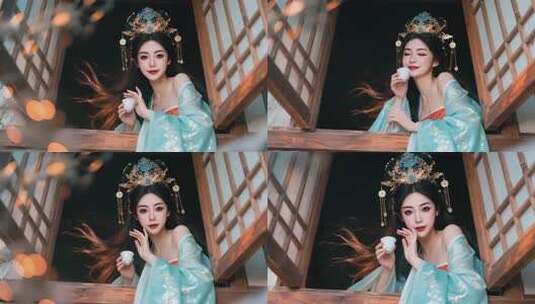 古人喝酒美女喝酒古装美女喝酒高清在线视频素材下载