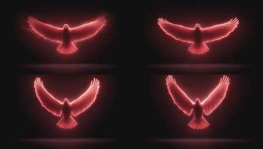 红色光芒四射雄鹰展翅翱翔高清在线视频素材下载