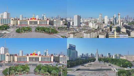 江西南昌八一广场江西美术馆航拍合集高清在线视频素材下载