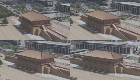 俯瞰古建筑大明宫丹凤门高清在线视频素材下载