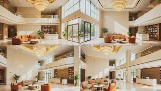 现代风格酒店大堂室内场景高清在线视频素材下载