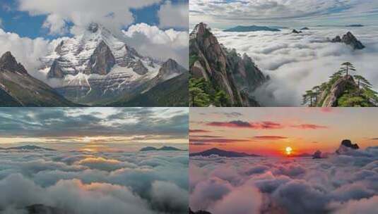 壮丽云海山川自然景观高清在线视频素材下载