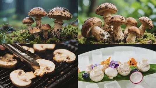 松茸松茸片煎松茸野生菌高清在线视频素材下载