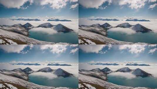 雪山云海湖泊全景风光高清在线视频素材下载