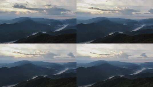 航拍东江湖大山山峦云海自然风光全景高清在线视频素材下载