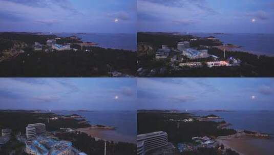航拍月光下的福建平潭岛坛南湾平潭岛夜景高清在线视频素材下载