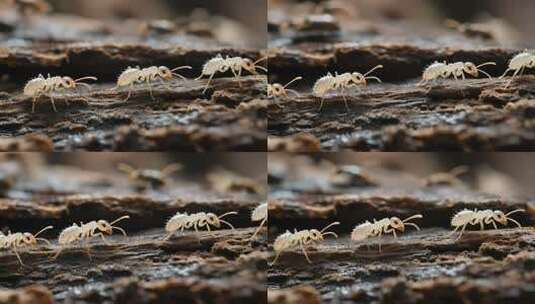 白蚁在木头上爬行高清在线视频素材下载