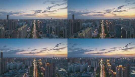 航拍夜幕下的西安城市快速路高清在线视频素材下载