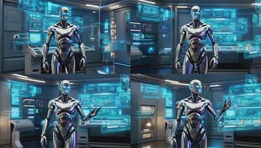 科技感实验室中的机器人高清在线视频素材下载