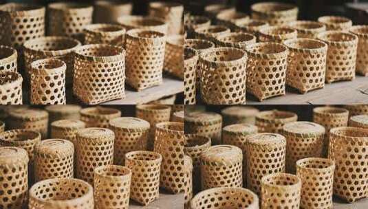 手工竹编工艺品素材高清在线视频素材下载