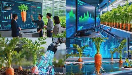 现代农业胡萝卜培育 科技赋能智慧农业种植高清在线视频素材下载