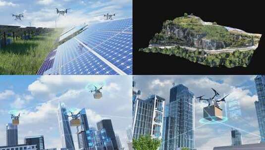 无人机低空经济物流快递检测监测农业应用高清在线视频素材下载