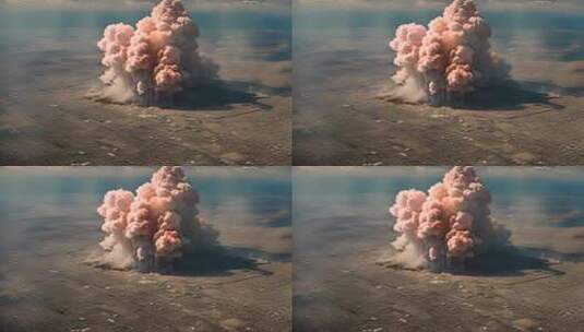 空中视角爆炸烟雾画面高清在线视频素材下载