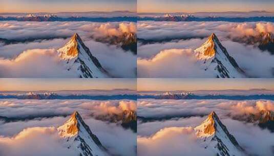 雪山云海日出全景高清在线视频素材下载