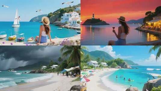 海岛度假的浪漫与冒险合集高清在线视频素材下载