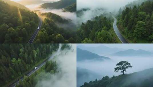 森林树林阳光航拍ai素材原创高清在线视频素材下载