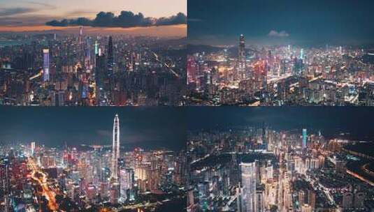 深圳城市夜景延时航拍高清在线视频素材下载