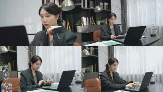 职场女性女强人白领加班 努力工作创业打拼高清在线视频素材下载