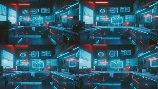 科技感赛博朋克未来厨房智能家居概念高清在线视频素材下载