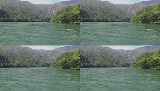 航拍泻湖的山水景观高清在线视频素材下载