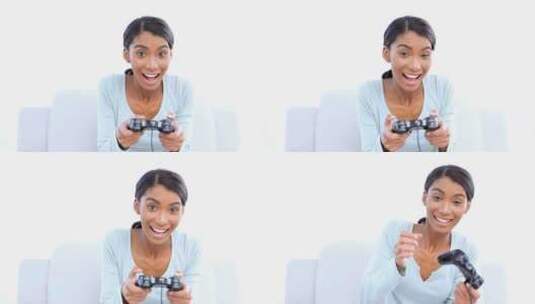 玩电子游戏的女人高清在线视频素材下载