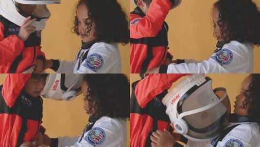 穿着美国宇航局航天服的孩子高清在线视频素材下载