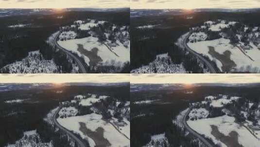航拍雪山的日出高清在线视频素材下载