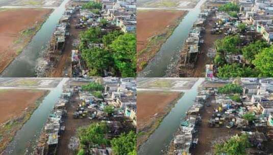 无人机拍摄的贫困地区高清在线视频素材下载