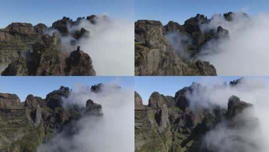 航拍山峰上的云朵高清在线视频素材下载
