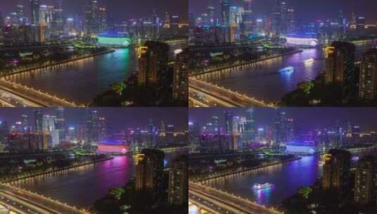 广州夜晚城市景观高清在线视频素材下载