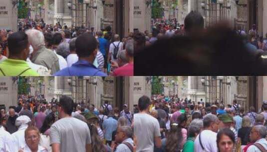古巴哈瓦那市中心挤满了游客和当地人高清在线视频素材下载