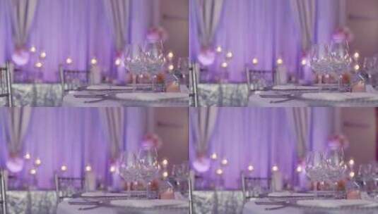 婚礼晚宴的豪华装饰桌高清在线视频素材下载