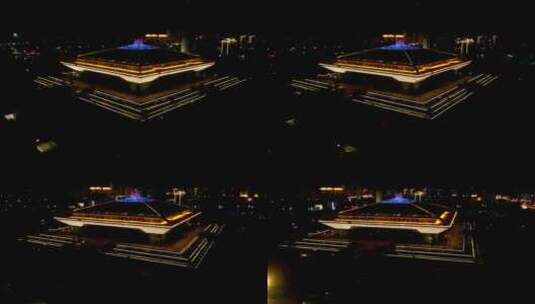 4K航拍孔子博物馆夜景高清在线视频素材下载