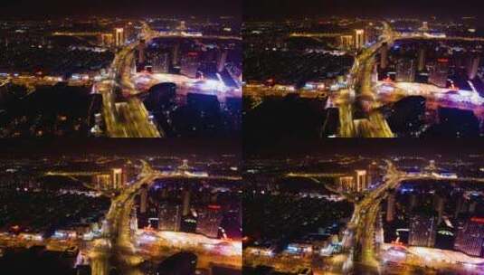 0014-扬州万达广场快速路车流夜景延时高清在线视频素材下载