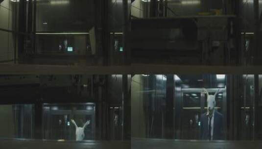 带面具的人在坐电梯高清在线视频素材下载