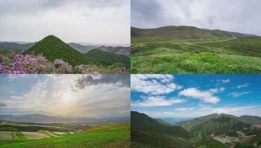 甘肃天祝毛毛山高山草原青山白云延时高清在线视频素材下载