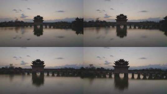 古桥视频黎明时分云南建水双龙桥十七孔桥高清在线视频素材下载