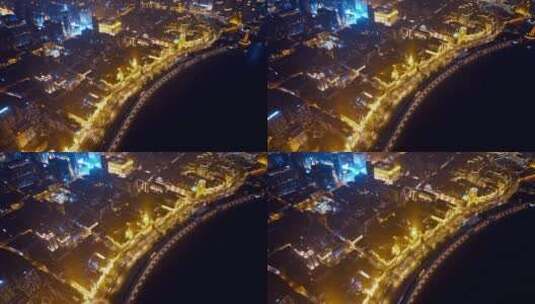 上海外滩夜景航拍高清在线视频素材下载