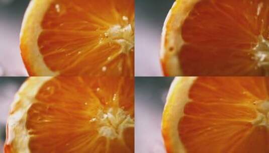 橙子果肉旋转细节特写高清在线视频素材下载