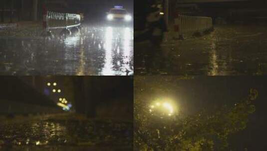 城市 夜晚 大雨 下雨 交通 车流高清在线视频素材下载