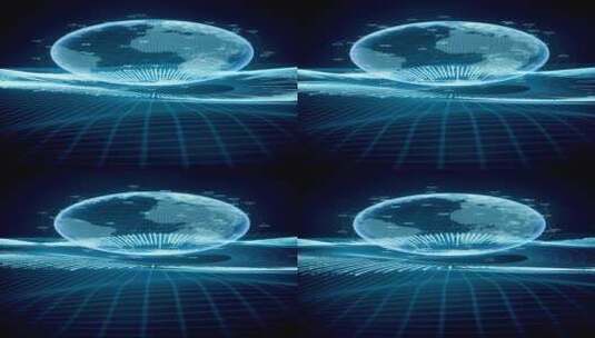 数字地球与科技线条3D渲染高清在线视频素材下载