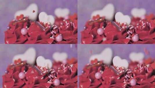 红玫瑰形状的纸杯蛋糕糖霜高清在线视频素材下载