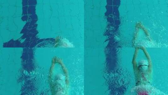游泳 游泳比赛 蝶泳 自由泳 游泳池高清在线视频素材下载