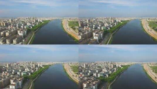 揭东城区榕江高清航拍高清在线视频素材下载