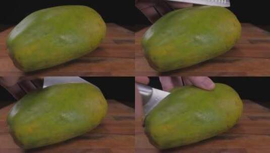 切木瓜水果慢动作高清在线视频素材下载