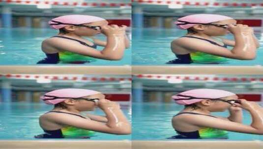 竖屏-独自一人练习游泳的女孩高清在线视频素材下载