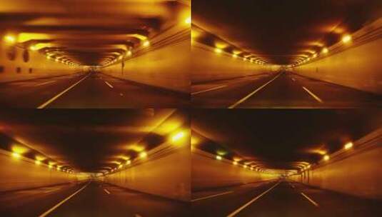 夜晚开车穿过隧道高清在线视频素材下载